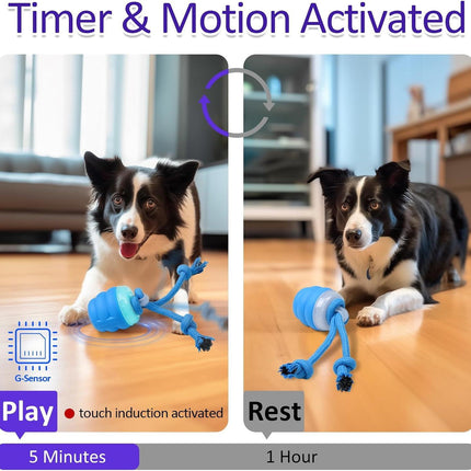 Interactive Dog Toys with Motion Activated, Squeaky Dog Toy Active Rolling Ball Wicked Ball for Daily Training  BLUE.