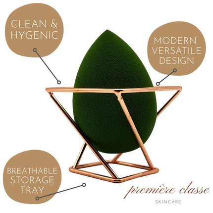 Beauty Sponge Holder - Rose Gold Foundation Beauty Blender Holder - Makeup Brush Organizer Rack Case - Vanity Storage - Display Make Up Puff Sponge Drying Stand (Pack of 1) Rose Gold 1 Count (Pack of.