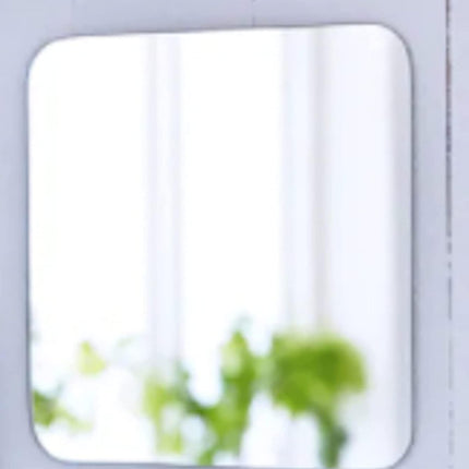 Glass Square Bathroom Wall Hanging Mirror with Two Side Tapes (Multicolour, 20x20 cm, 7 7/8x7 7/8 Inch), Unframed.
