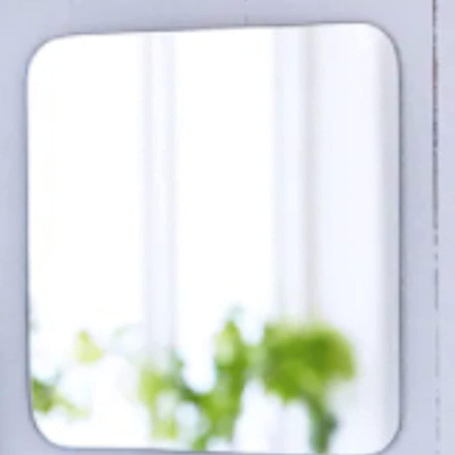 Glass Square Bathroom Wall Hanging Mirror with Two Side Tapes (Multicolour, 20x20 cm, 7 7/8x7 7/8 Inch), Unframed.