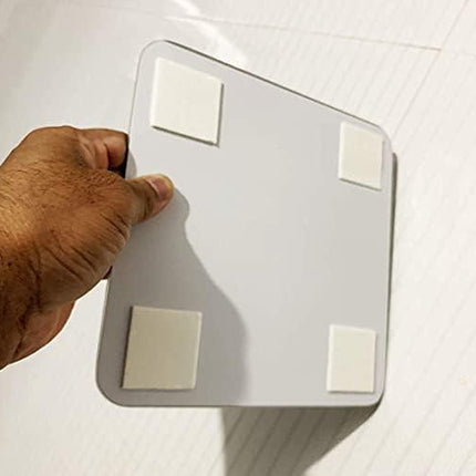 Glass Square Bathroom Wall Hanging Mirror with Two Side Tapes (Multicolour, 20x20 cm, 7 7/8x7 7/8 Inch), Unframed.