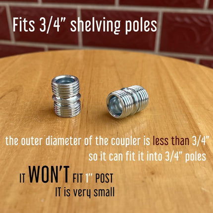 Vega 4-Pack Small Threaded Pole Connectors for 3/4" Shelving Posts, Industrial Style, Wire Rack Shelving.