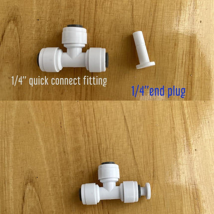 2 Size 1/4'' and 3/8'' Plug End Cap for RO System Reverse Osmosis Water Line Fittings Quick Connect Fitting Prevent Leak (Fits 1/4“ and 3/8'' both in 10 Piece), White, ROPF-W101438.