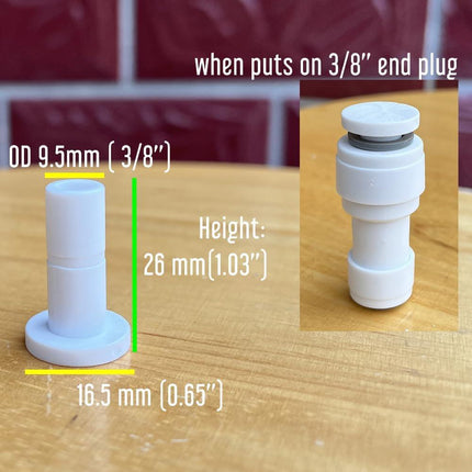 2 Size 1/4'' and 3/8'' Plug End Cap for RO System Reverse Osmosis Water Line Fittings Quick Connect Fitting Prevent Leak (Fits 1/4“ and 3/8'' both in 10 Piece), White, ROPF-W101438.