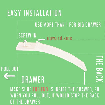 LLERRA Hard Plastic Drawer Stops with Screws, Clear Non-Slip Drawer Stop Hardware Replacement for Dresser Drawers (10) LLDS-1020 DS-12.