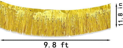 Gold Parade Float Fringe,Tinsel Streamers Banners,Tinsel Fringe Banners,for Party Decoration Parade Float Decorations Graduation Ceremony Decorations Festival Celebration,11.8 in x 9.8 ft,4pack.