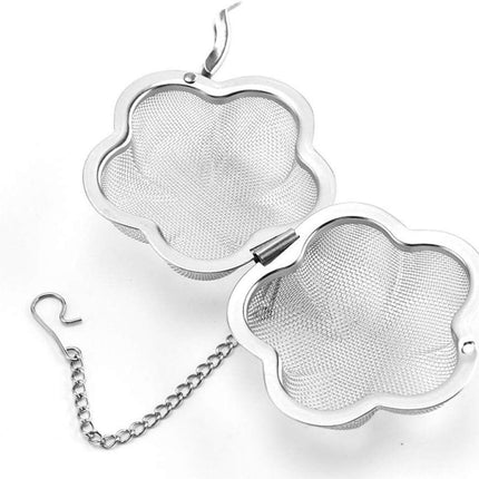 2pcs Stainless steel fine mesh seasoning ball kitchen soup spice stew filter kitchen tool metal tea bag tea ball (2pcs Flower Shape),Silver,6cm.