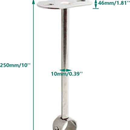 2 Pack Ceiling Mount Bracket, Stainless Steel Wardrobe Pipe Bracket Rod Holder Ceiling Holder,  Shower Curtain Closet Wardrobe Rod Lever Support Holder Pipe Flange Socket (25x250mm/1x10'').