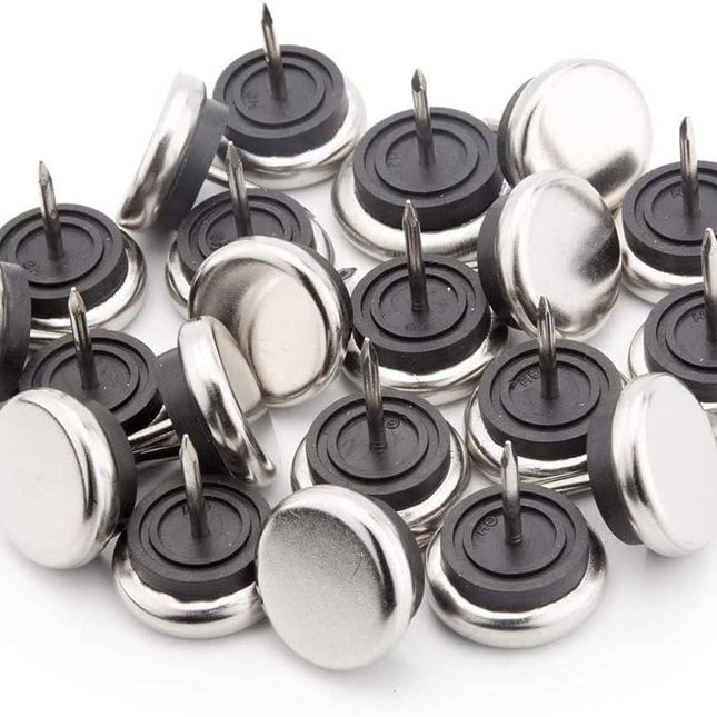20pcs Round Heavy Duty Furniture Pads, Nail On Furniture Sliders Hardwood Floor Protectors Metal Nail On Glides for Chair Table Desk Cabinet Sofa Couch Leg Feet Non Slip Glides (Dia 19mm).