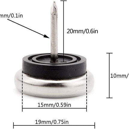 20pcs Round Heavy Duty Furniture Pads, Nail On Furniture Sliders Hardwood Floor Protectors Metal Nail On Glides for Chair Table Desk Cabinet Sofa Couch Leg Feet Non Slip Glides (Dia 19mm).