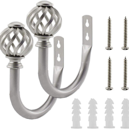 2 Pack Curtain Holdbacks, U Shaped Wall Mounted Curtain Tieback Hooks Drapery Tiebacks Decorative Curtain Hooks Window Treatment Holdbacks Hardware for Home Decor (Silver).