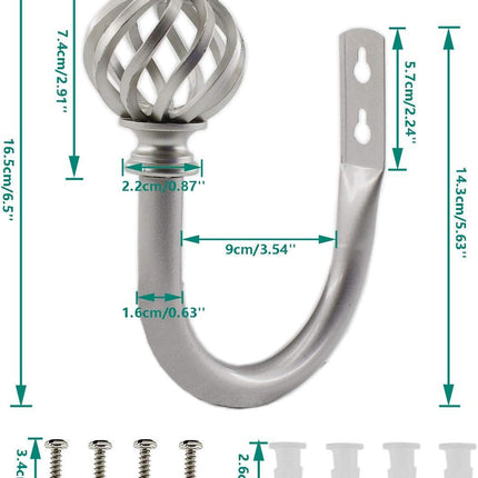2 Pack Curtain Holdbacks, U Shaped Wall Mounted Curtain Tieback Hooks Drapery Tiebacks Decorative Curtain Hooks Window Treatment Holdbacks Hardware for Home Decor (Silver).