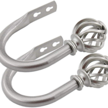 2 Pack Curtain Holdbacks, U Shaped Wall Mounted Curtain Tieback Hooks Drapery Tiebacks Decorative Curtain Hooks Window Treatment Holdbacks Hardware for Home Decor (Silver).