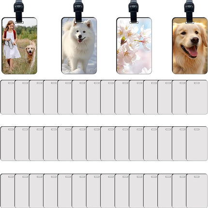 40 Pcs Luggage Tag Blanks - Rectangle Bulk with Belt - MDF Bag Tags - Heat Transfer Double Sides - Keychain Blanks - 2.4x3.8 inch.