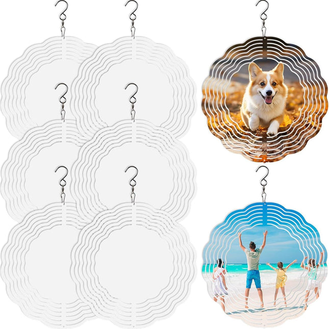 8 Pcs Sublimation Wind Spinner Blanks 8 Inch Bulk Aluminum Metal Sublimation Blanks Product Heat Press Transfer Outdoor Garden Decoration Sublimation Blank Wind Spinners for DIY Gift.