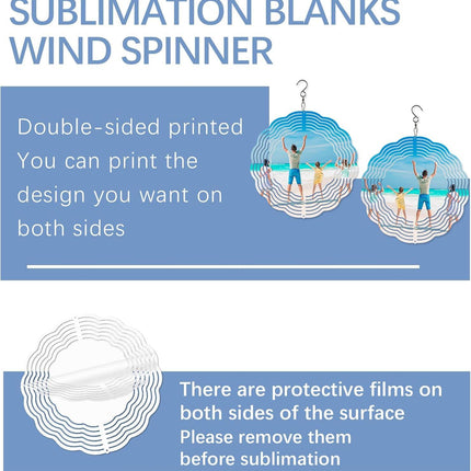 8 Pcs Sublimation Wind Spinner Blanks 8 Inch Bulk Aluminum Metal Sublimation Blanks Product Heat Press Transfer Outdoor Garden Decoration Sublimation Blank Wind Spinners for DIY Gift.