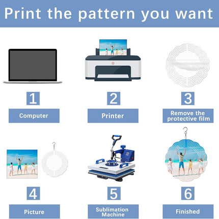 8 Pcs Sublimation Wind Spinner Blanks 8 Inch Bulk Aluminum Metal Sublimation Blanks Product Heat Press Transfer Outdoor Garden Decoration Sublimation Blank Wind Spinners for DIY Gift.