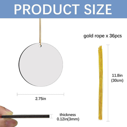 32 Pcs Round Sublimation Ornament Blanks, MDF Double Sided Sublimation Christmas Ornaments Blanks for Christmas Tree Decor DIY Crafts.