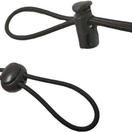 20pcs Plastic Cord Locks with 1/8-Inch 50ft Elastic Cord Heavy Stretch Round String, 10Pcs Sing-Hole, 10pcs Double-Hole Spring Toggle Stopper Slider Black (3mm-Black).