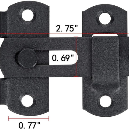 2 Packs Barn Door Latches，2.75” x 2.02” Matte Black Stainless Steel barn gate flip Door Latch Bi-fold Door Lock,Sliding Door Antique Lock Gate Latches Wine Cabinet Closet Door Latches  Small_Matte.