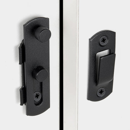 2 Packs Barn Door Latches，2.75” x 2.02” Matte Black Stainless Steel barn gate flip Door Latch Bi-fold Door Lock,Sliding Door Antique Lock Gate Latches Wine Cabinet Closet Door Latches  Small_Matte.
