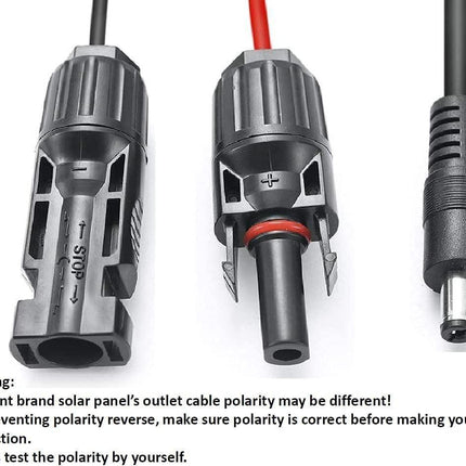 Solar Panel Connectors Compatible with M-C-4 Solar Connectors to DC Extension Cable 16AWG with DC 5.5mmx2.1mm, DC3.5x1.35mm,DC5.5x2.5mm and DC8mm Adapter for Portable Power Station Solar Generators.