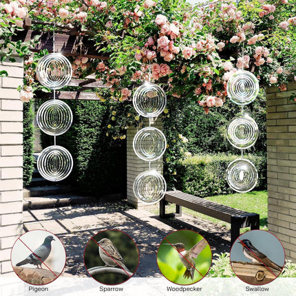 Bird Deterrents for Outside, Reflective 3D Stainless Steel Wind Spinners, Garden Decor, Bird Scare Devices to Keep Woodpeckers, Pigeons Away from Your House, Patio, Orchards.