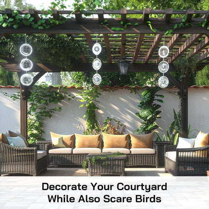 Bird Deterrents for Outside, Reflective 3D Stainless Steel Wind Spinners, Garden Decor, Bird Scare Devices to Keep Woodpeckers, Pigeons Away from Your House, Patio, Orchards.