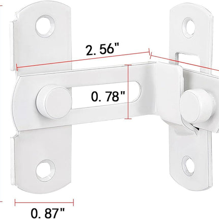 4 Packs Flip Door Sliding Latches，White 90 Degree Stainless Steel Bar Gate Latches Safety Door Lock,Sliding Door Antique Lock Gate Latches Wine Cabinet Carbon Steel Closet Door Latches  White    White.