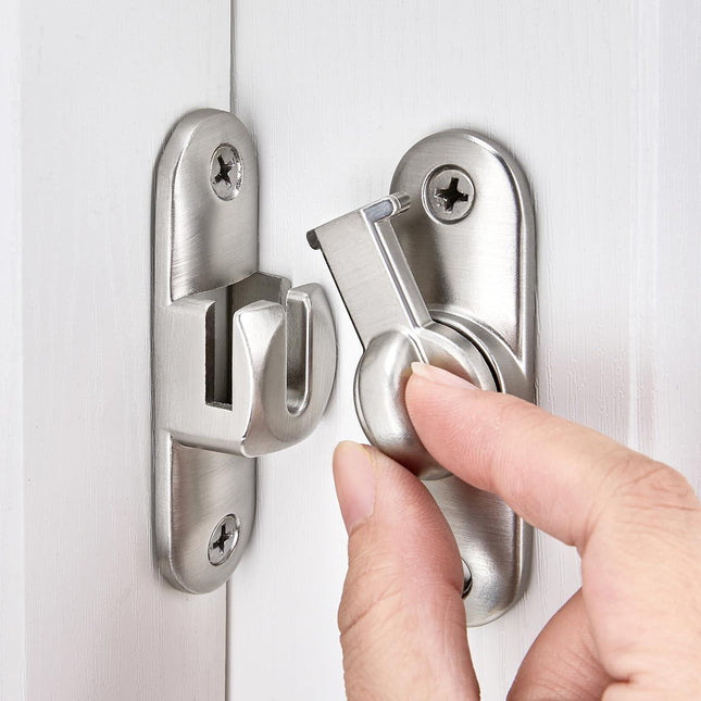 Silvery Barn Door Latches,90/180 Degree Gate Lock,Flip Gate Latches Hardware,Zinc Alloy Right Angle Door Lock Latch,Door Security Sliding Door Latch Lock for Cabinets,Bathroom Silvery_1 Pack.
