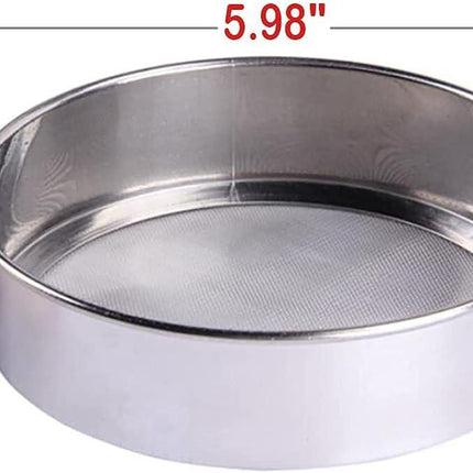 6 Inch Small Tamis, 18/8 60 Mini Fine Mesh Flour Sieve Flour Sifter Round Stainless Steel Flour Sieve.