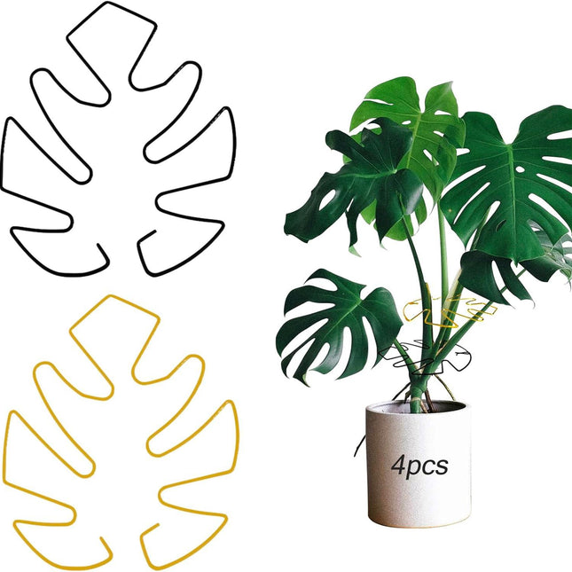 4pcs Iron Plant Stem Supports, Monstera Plant Support Outdoor Indoor Plant Accessories, 2 Colour Turtle Shell Bamboo Clamp Set for Thriving Growth (Gold+Black).