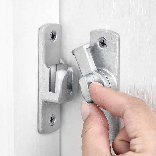 Silvery Barn Door Latches,90/180 Degree Gate Lock,Aluminum Alloy Right Angle Door Lock Latch,Flip Gate Latches Hardware,Door Security Sliding Door Latch Lock fo Cabinets,Barn Door,Bathroom  Silvery.