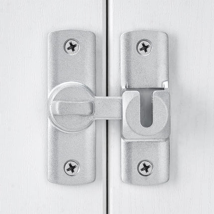 Silvery Barn Door Latches,90/180 Degree Gate Lock,Aluminum Alloy Right Angle Door Lock Latch,Flip Gate Latches Hardware,Door Security Sliding Door Latch Lock fo Cabinets,Barn Door,Bathroom  Silvery.