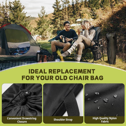 Camping Chair Replacement Bag for Coleman Portable Folding Chair Carry Bag with Shoulder Strap, Protective Carrying Chair Bag for Travel Outdoor Camping Sports, Black (Chair is Not Included).