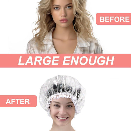 Luxury Shower Cap Reusable Waterproof for Women Sequin Lined Hair Cap for Shower Plastic Cap for Long Hair Large Double Layer Bath Cap Travel Essential & Cleaning Supplies.