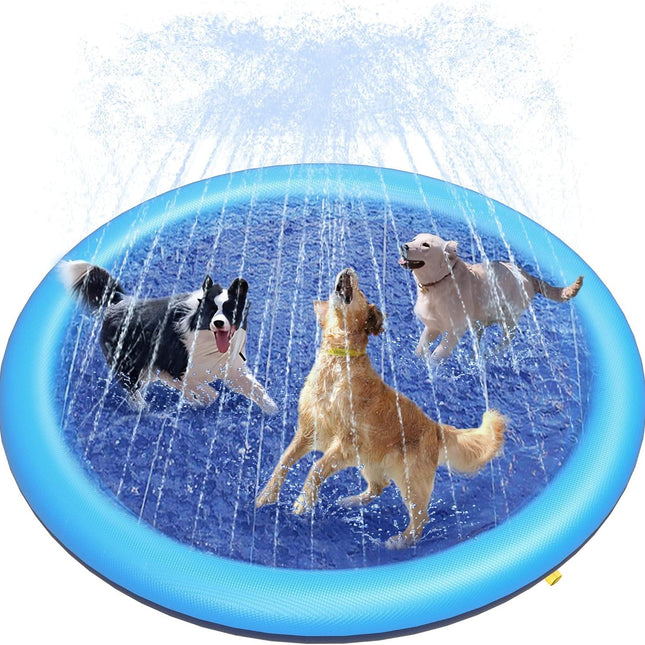 Splash Pad for Dogs & Kids - Anti-Slip Dog Pool for Large Dogs, 0.58 mm Thickened Durable Outdoor Water Play Mat, Summer Sprinkler Toy for Backyard (67in, Blue).