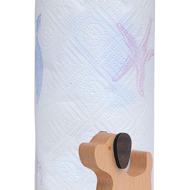 Dog Style Paper Towel Holder, 6 x 10 Inch Wood Paper Towel Holder, Wooden Paper Towel Holder Countertop Vertical Tissue Holder Rack, Kitchen Paper Towel Holders for Tear Paper Towel Roll.