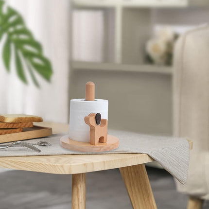 Dog Style Paper Towel Holder, 6 x 10 Inch Wood Paper Towel Holder, Wooden Paper Towel Holder Countertop Vertical Tissue Holder Rack, Kitchen Paper Towel Holders for Tear Paper Towel Roll.