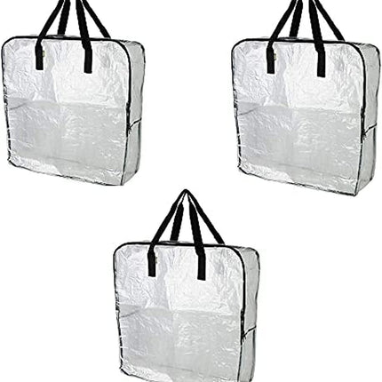 DIMPA 3 pcs Extra Large Storage Bag, Clear Heavy Duty Bags, Moth and Moisture Protection Storage Bags.