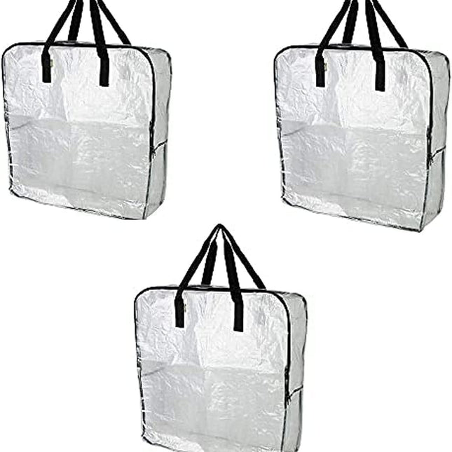 DIMPA 3 pcs Extra Large Storage Bag, Clear Heavy Duty Bags, Moth and Moisture Protection Storage Bags.