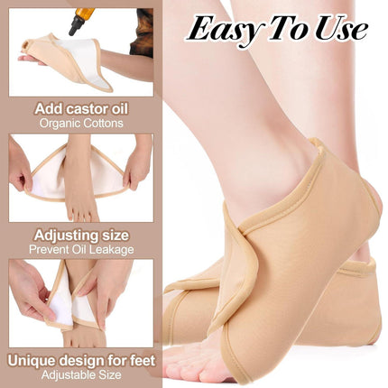 Castor Oil Pack Wrap for Ankle, Reusable Adjustable Feet Brace Reusable Castor Oil Cloth for Feet, Relief Gifts for Men Women Mom Dad Wife.