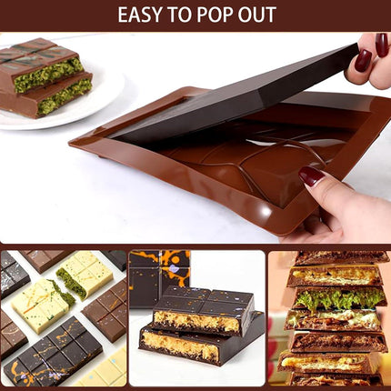 3 PCS Silicone Chocolate Bar Molds with 1 spatula,3/4 Inch Thick Non-Stick Chocolate Mold，Large Deep Cavity Chocolat Silicone Mold for Stuffed Chocolate Bars Knafeh Pistachio Chocolat.