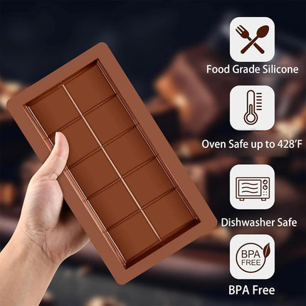 3 PCS Silicone Chocolate Bar Molds with 1 spatula,3/4 Inch Thick Non-Stick Chocolate Mold，Large Deep Cavity Chocolat Silicone Mold for Stuffed Chocolate Bars Knafeh Pistachio Chocolat.