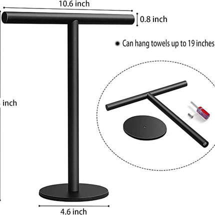 Hand Towel Holder Stand for Bathroom Vanity Countertop Matte Black T-Shape Towel Bar Rack Stand Towel Bar for Bathroom Kitchen  Matte Black    Matte Black.