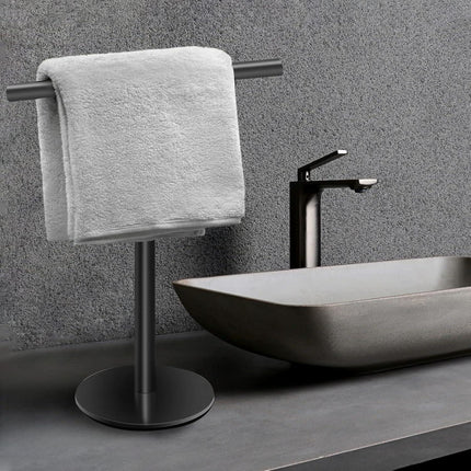 Hand Towel Holder Stand for Bathroom Vanity Countertop Matte Black T-Shape Towel Bar Rack Stand Towel Bar for Bathroom Kitchen  Matte Black    Matte Black.