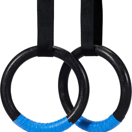 Gymnastic Rings, Exercise Olympic Rings with Adjustable Straps, Steel Buckles, Perfect for Workout, Strength Training, Pull-Ups and Dips (Black).