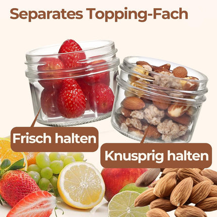 2-Pack 16 oz Overnight Oats Containers with Lids, Dual-Laryer Chia Pudding Jars with Dry and Wet Separation, Yogurt Parfait Cups for Oatmeal Cereal Nut Fruit, Meal Prep Glass Jars for Salad  Green.