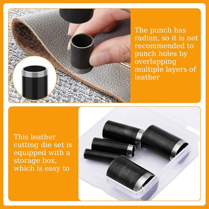 5 Sizes Round Hole Punch, Hollow Punch Cutter Tool Set with Storage Case, Leather Craft Tools Kit for Handmade DIY Craft Hole Punch Black  5 pcs  Black  5 pcs.