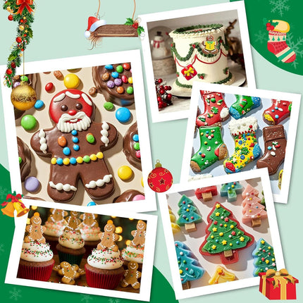 Christmas Silicone Molds, 12 Cavities Christmas Chocolate Mold Deep, 3D Christmas Trees Christmas Stockings Gingerbread Man Silicone Molds for Baking Chocolate Candy Cake Jelly Cookie Green  Green.